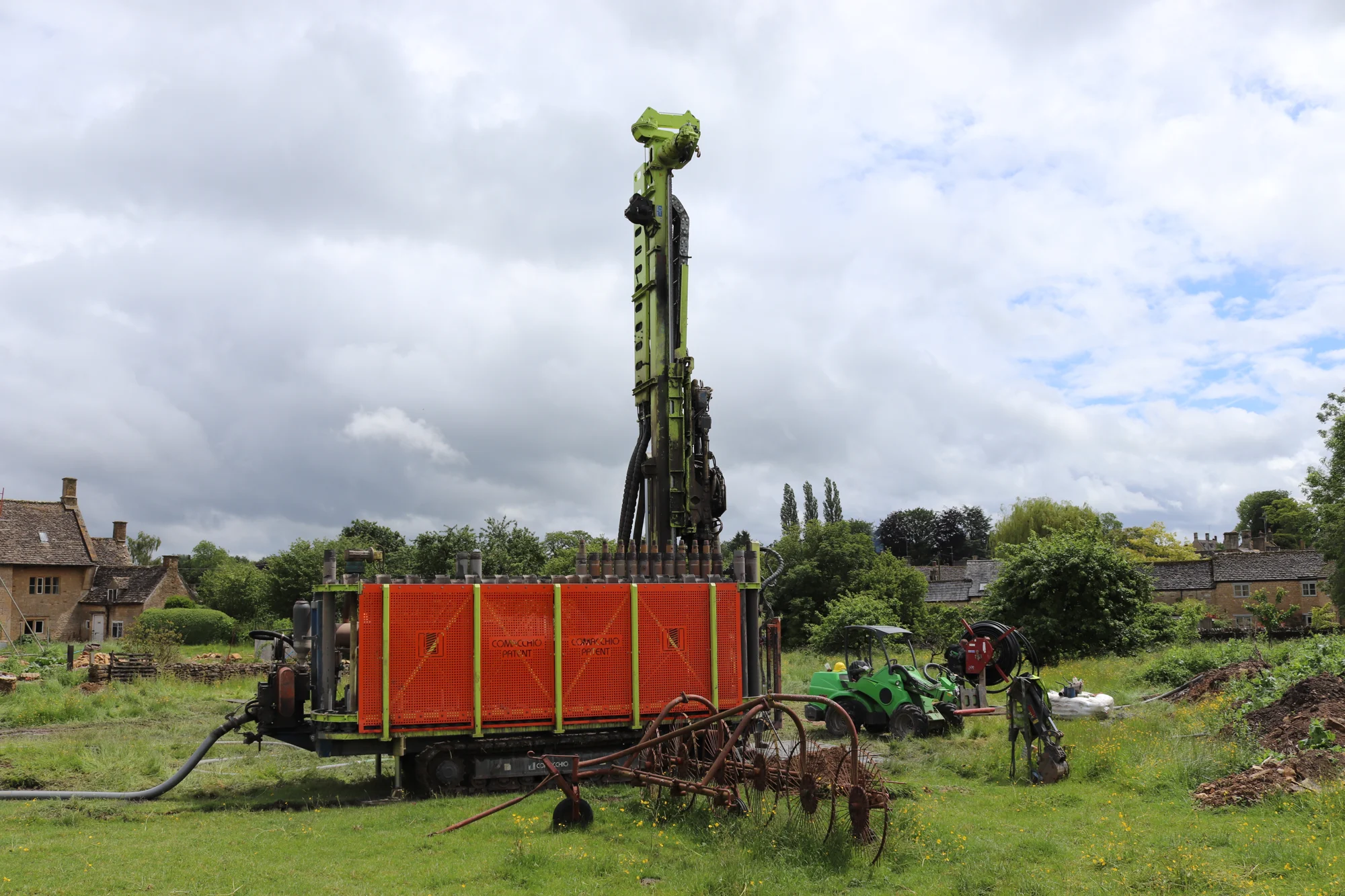 Drilling equipment set up at a rural property